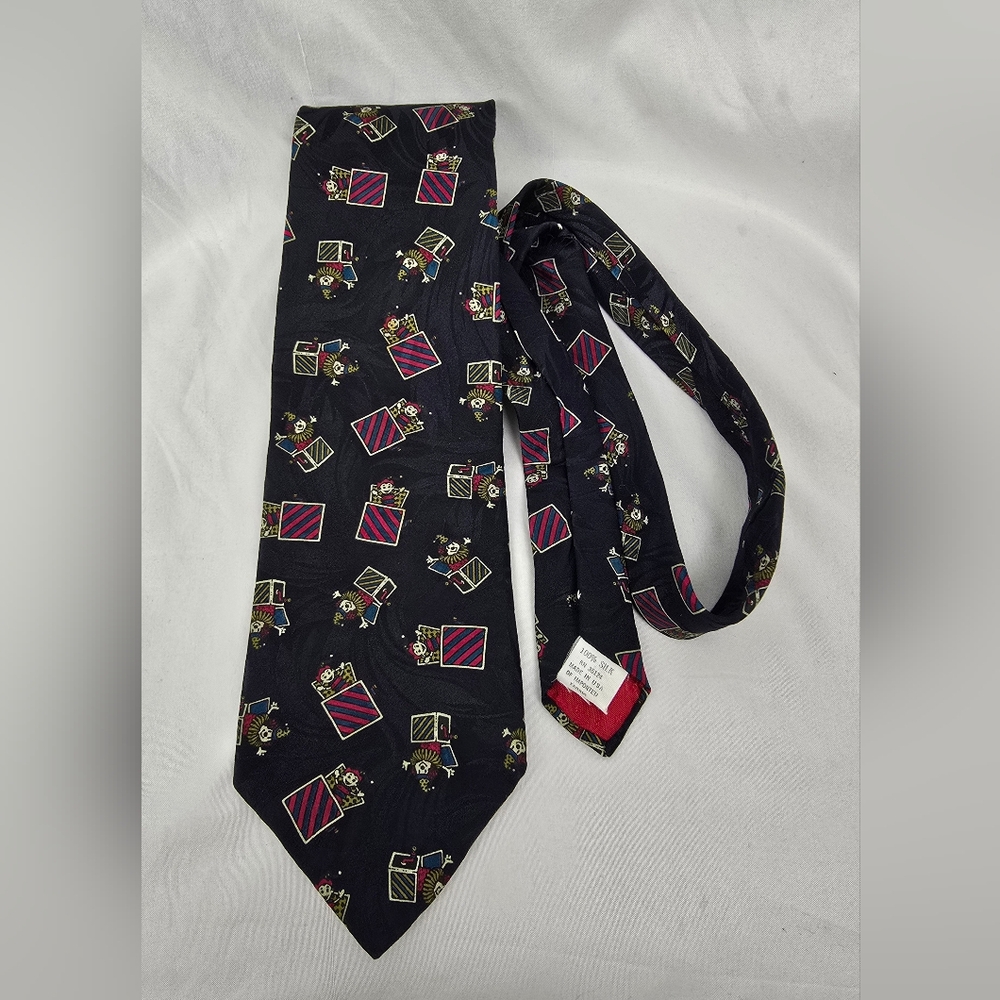 Bench Mark Vintage Jack In The Box Preppy Fun Classic Satin Silk Neck Tie